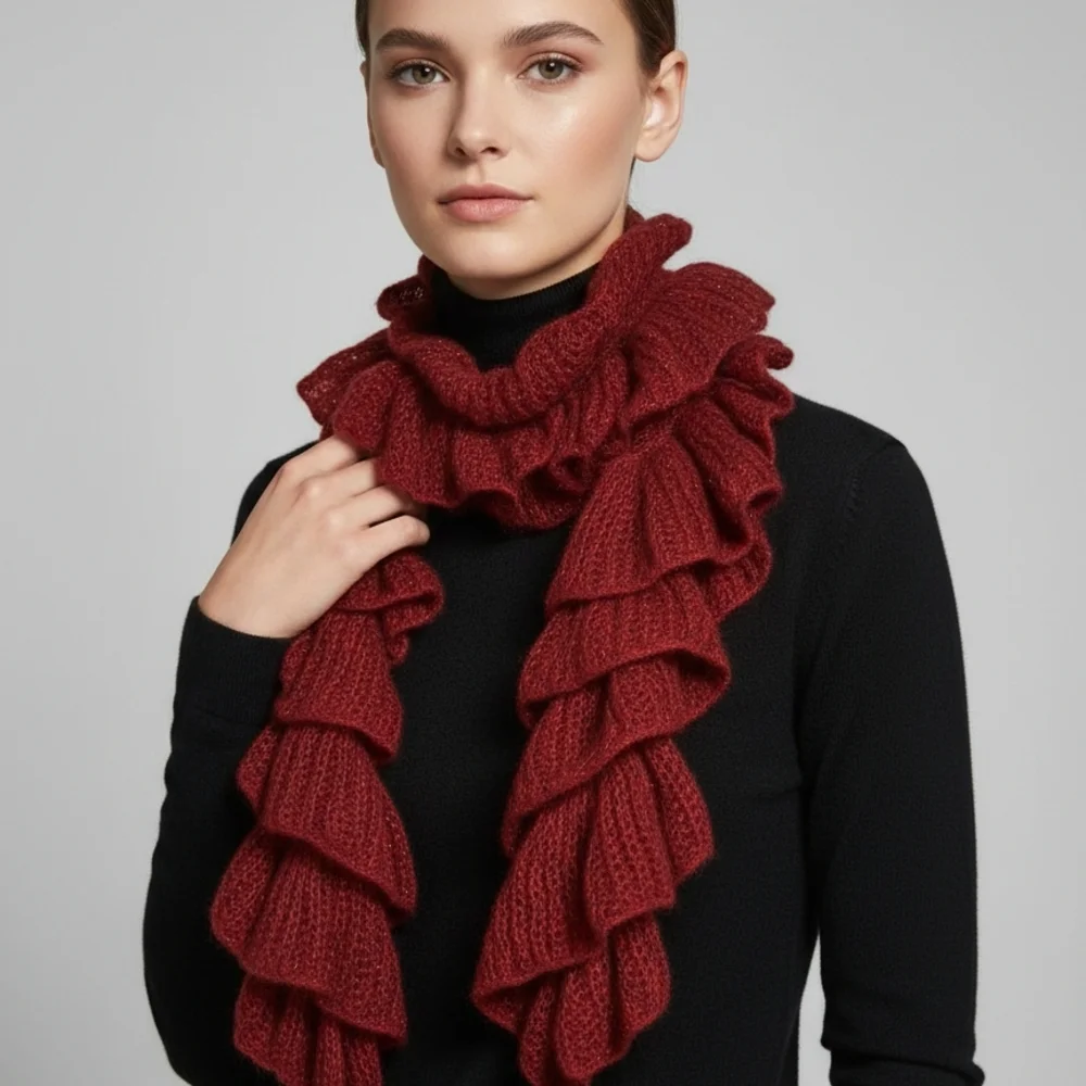 Vintage-style Ruffled Scarf  By Descours Paris For Women - Picture 7 of 7